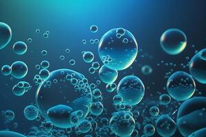 aria bolle nel il acqua, blu sfondo. generativo ai foto