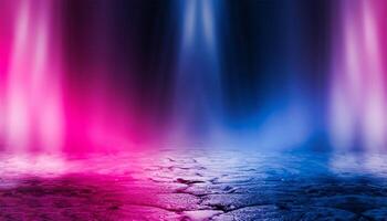 il buio palcoscenico Spettacoli, vuoto buio blu viola sfondo rosa, ai foto