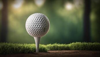 golf palla su tee pronto per essere sparo, generativo ai foto