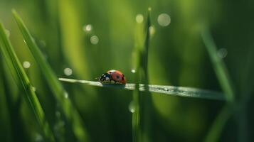 coccinella su naturale sfondo. illustrazione ai generativo foto