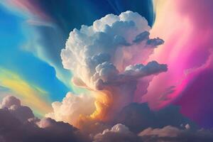 realistico arcobaleno nuvole. nuvole colorato astratto sfondo. generativo ai foto