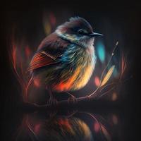 un' uccello con cristallo smokey spazzola illuminazione effetto sfondo ai generato foto