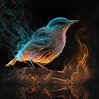 un' uccello con cristallo smokey spazzola illuminazione effetto sfondo ai genarato foto