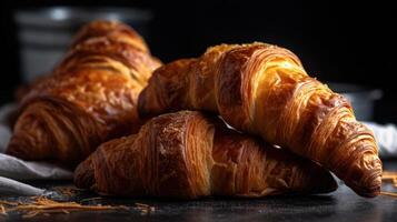 francese pasticcini, forno Cornetti generativo ai foto