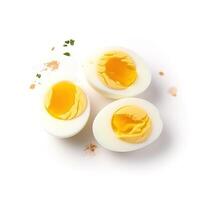 fette di bollito uova cibo isolato Immagine per finto su illustrazione ancora Immagine bianca sfondo con generativo ai foto