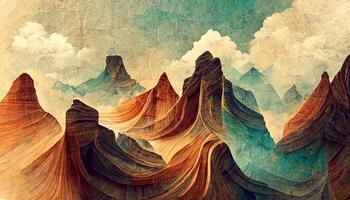 montagne astratto sfondo terra tono acquerello vettore. generativo ai foto