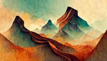 montagne astratto sfondo terra tono acquerello vettore. generativo ai foto