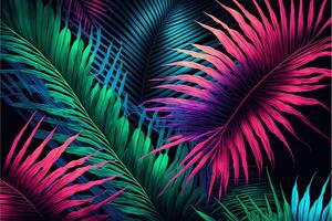 neon colore Monstera su rosa sfondo. generativo ai foto