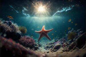 sotto acqua oceano sfondo paesaggio. generativo ai foto