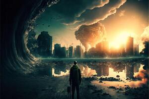 il fine di il mondo apocalittico visione di il futuro. generativo ai foto