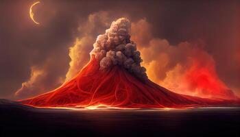 eruzione vulcano vicino su. generativo ai foto
