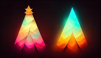 Natale albero sfondo di neon luci. generativo ai foto