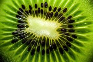 generativo ai, macro fresco Kiwi strutturato sfondo foto