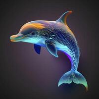 delfino nel neon colori. generativo ai. foto