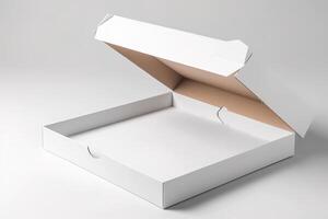 vuoto bianca Pizza confezione scatola per modello illustrazione con generativo ai foto