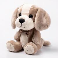 carino cucciolo animale felpa giocattolo bianca sfondo animale Bambola con generativo ai foto