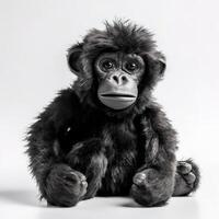 carino gorilla animale felpa giocattolo bianca sfondo animale Bambola con generativo ai foto