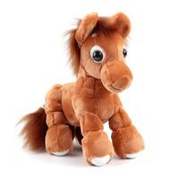 carino cavallo animale felpa giocattolo pianura sfondo animale Bambola con generativo ai foto