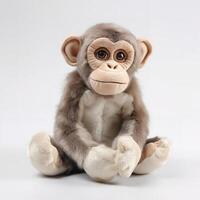 carino scimmia animale felpa giocattolo bianca sfondo animale Bambola con generativo ai foto