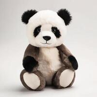 carino panda animale felpa giocattolo bianca sfondo animale Bambola con generativo ai foto
