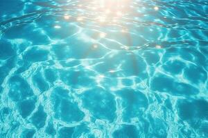 piscina acqua superficie sfondo con luce del sole riflessione. ai generato foto