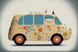 auto con un' gatto dipinto su il lato di esso. generativo ai. foto