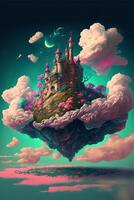 surrealismo arte stile di il castello nel il nube. generativo ai. foto