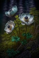 bellissimo e sognante anemone fiori. generativo ai. foto