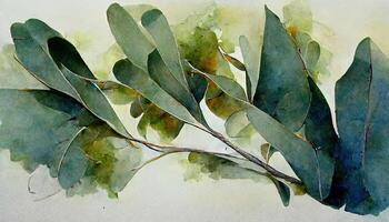 astratto le foglie mazzo verde acquerello sfondo illustrazione. generativo ai foto
