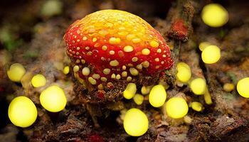 bellissimo rosso fungo velenoso nel il autunno foresta fungo fungo velenoso. generativo ai foto