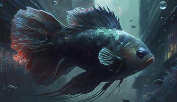 bellezza fantasia combattente pesce arte , generativo ai foto