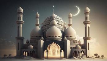 illustrazione di sorprendente architettura design di musulmano moschea Ramadan kareem, islamico architettura sfondo Ramadan kareem, islamico moschea, ramdan, ramzan, eid, cultura, arabo, creare ai foto