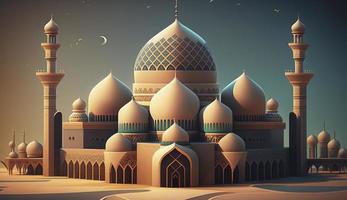 illustrazione di sorprendente architettura design di musulmano moschea Ramadan kareem, islamico architettura sfondo Ramadan kareem, islamico moschea, ramdan, ramzan, eid, cultura, arabo, creare ai foto