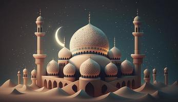 illustrazione di sorprendente architettura design di musulmano moschea Ramadan kareem, islamico architettura sfondo Ramadan kareem, islamico moschea, ramdan, ramzan, eid, cultura, arabo, creare ai foto