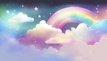 fantasia cielo arcobaleno. Fata cieli arcobaleni colori, Magia paesaggio e sognare cielo sfondo illustrazione, creare ai foto
