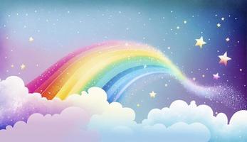 fantasia cielo arcobaleno. Fata cieli arcobaleni colori, Magia paesaggio e sognare cielo sfondo illustrazione, creare ai foto