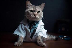 ai generativo gatto come un' medico foto