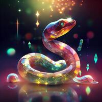 serpente seduta su superiore di un' brillante superficie. generativo ai. foto