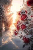 mazzo di fiori quello siamo nel il neve. generativo ai. foto