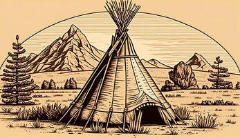 ai generato. ai generativo. nativo americano tenda wigwam Casa. può essere Usato per casa decorazione. selvaggio ovest. grafico arte foto