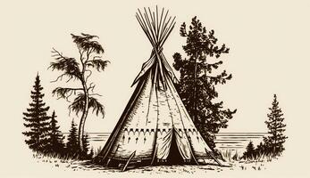 ai generato. ai generativo. nativo americano tenda wigwam Casa. può essere Usato per casa decorazione. selvaggio ovest. grafico arte foto