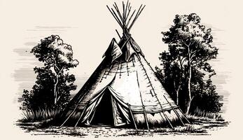 ai generato. ai generativo. nativo americano tenda wigwam Casa. può essere Usato per casa decorazione. selvaggio ovest. grafico arte foto