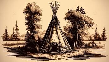 ai generato. ai generativo. nativo americano tenda wigwam Casa. può essere Usato per casa decorazione. selvaggio ovest. grafico arte foto