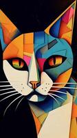astratto gatto picasso arte illustrazione colorato arte opera generativo ai foto