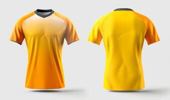 arancia gli sport maglia modello, davanti e indietro Visualizza, generativo ai foto