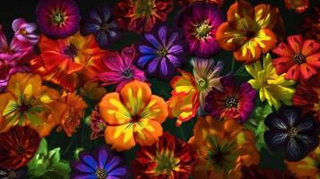 struttura di vivace misto africano colorato fioritura fiori per sfondo, sfondo. ai generato. foto
