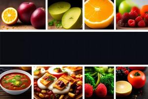 collage di fotografie con diverso salutare cibo. salutare mangiare concetto. ai generato