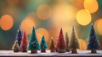 Natale albero decorazione su di legno sfondo. generativo ai. foto