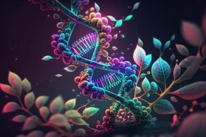 dna filoni con vivace colori evidenziare il intricato natura di genetico scienza. ai generato foto