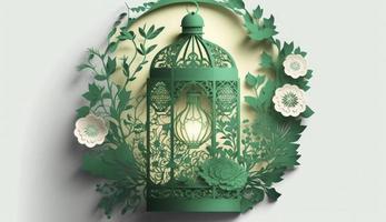 islamico saluto eid mubarak carte per musulmano vacanze. Eid-ul-Adha Festival celebrazione. Arabo Ramadan lanterna. decorazione lampada, creare ai foto
